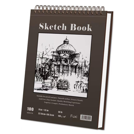 9" x 12" Sketch Book_Top Spiral Bound Sketchbook_100Sheets 68lb/100gsm