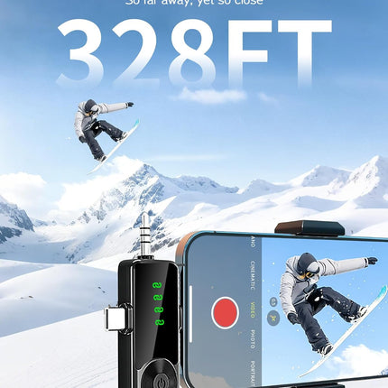 Wireless Mini Microphone for iPhone, Android, Cameras, Lavalier Lapel Microphone with Noise Reduction, Dual Digital Display Mics with 20H Battery Life for Video Recording, YouTube, Vlogging