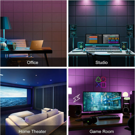 Sonicism 12 Pack Acoustic Wall Panels with Self-Adhesive, 12" X 12" X 0.4" Sound Proof Foam Panels, Decorative Soundproof Wall Panels, Sound Proof Absorbing Tiles for Home & Offices, Black
