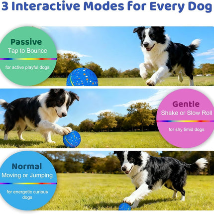 Interactive Dog Toys Dog Ball – 3 Play Modes Smart Moving Bouncing Dogs Ball, E-TPU with RGB Lights, Automatic Rolling Dog Toy for Small Medium Dogs to Keep Them Busy and Boredom Relief (Blue)