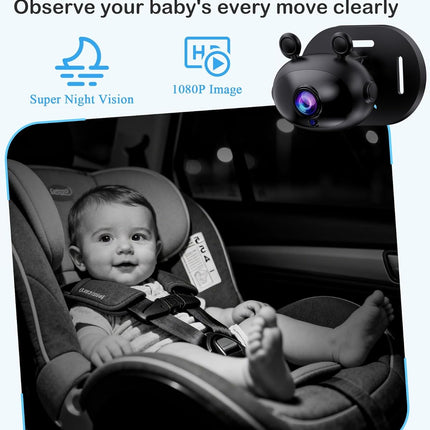 Yakry HD 1080P Baby Car Camera: Easy to Install 150° Wide Angle Car Seat Camera - Ultra-Clear Night Vision Full Backseat View - Safe Driving for Infants Kids Toddlers