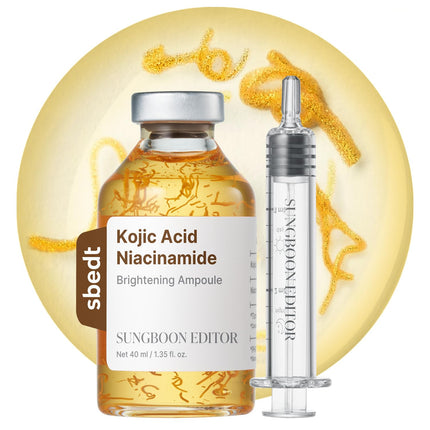 SUNGBOON EDITOR Glow Intensive Kojic Acid Ampoule, Radiance-Boosting Serum for Face with Kojic Acid, Turmeric & PHA l For Uneven Skin Tone & Dark Spot Care l Korean Skincare Serum, 1.35 fl oz