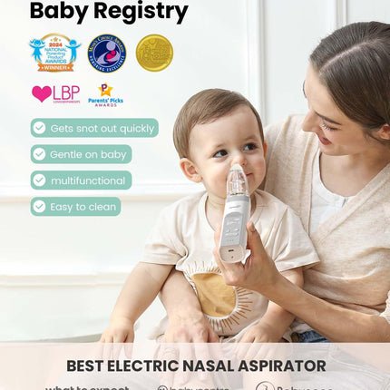 GROWNSY Nasal Aspirator for Baby, Electric Baby Nose Sucker with Larger Suction Chamber and More Powerful Suction, Automatic Nose Cleaner with Music and Light Soothing Function
