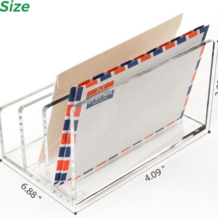 Clear Acrylic Desk Organizer – 3 Compartment Mail Holder & Letter Sorter for Office, Bills, Documents, Notebooks, Letter Tray – Modern Vertical File Rack for Home, Desk File Holder