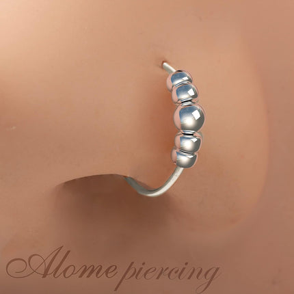 925 Sterling Silver & 14K Gold Filled Nose Ring Hoop Handmade Piercing Jewelry For Women - 24 Gauge 2mm,7mm Tiny Nose Ring with Opal - Gift Ready