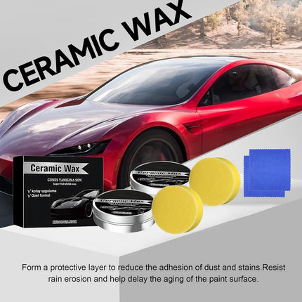 Ceramic Wax Cream, Strong Protection Car Coating Polishing Wax, Auto Car Scratch Repair Remover Paste, Paint Care Lasting Protection Waxes with Sponge(2Pcs)