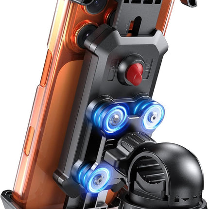 LOXP Anti-Shake Motorcycle Phone Mount - 2026 Dual Vibration Dampener, Universal Bike Phone Holder for iPhone 17/16/15/14/13 Series & Android 4.7-7”, Handlebar Mount for Bicycle/Motorbike/Scooter