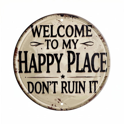 Round Metal Welcome Sign for Front Door