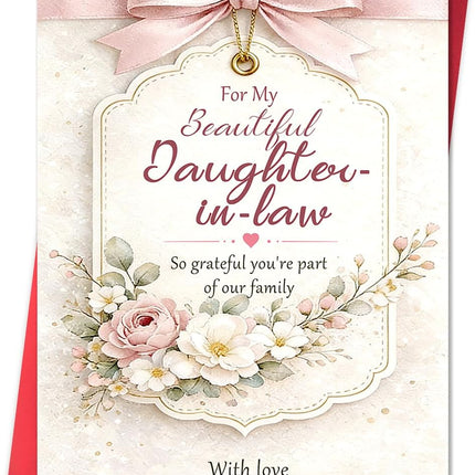 Beixian Mother's Day Card for Daughter in Law, Mother's Day Gift for Daughter in Law, Floral Greeting Card for Family
