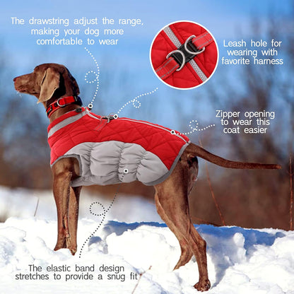 Waterproof Red Dog Winter Coat with Built-In Harness, Medium - photo 4