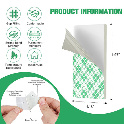 Double Sided Foam Tape Pads, 48Pcs Double Coated Pre-Cut Rectangles Mounting, 2mm Thick Heavy Duty White Polyurethane Foam with High Tack Adhesive for Crafts, Home, Outdoor Signs& Car (50x30mm)