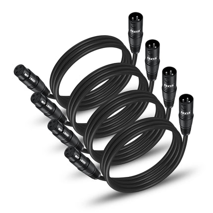 XLR Cable 20ft 4 Pack - Mic Cables Balanced DMX Cable Male to Female