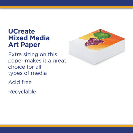 Mixed Media Art Paper, White, 9" x 12", 500 Sheets