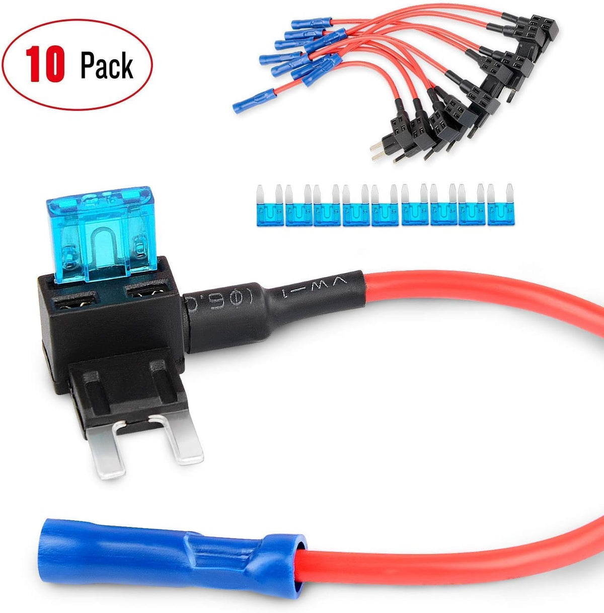 10 Pack 12V Car Add-A-Circuit Fuse Tap Adapter Mini Atm Apm Blade Fuse Holder with 120 PCS Mini Blade - photo 2