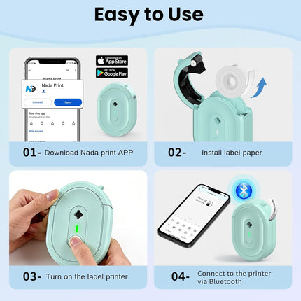 Mini Label Maker Machine with Tape, N12 Portable Bluetooth Label Printer, Thermal Sticker Labeler for Small Business, School, Home, Office(Green)