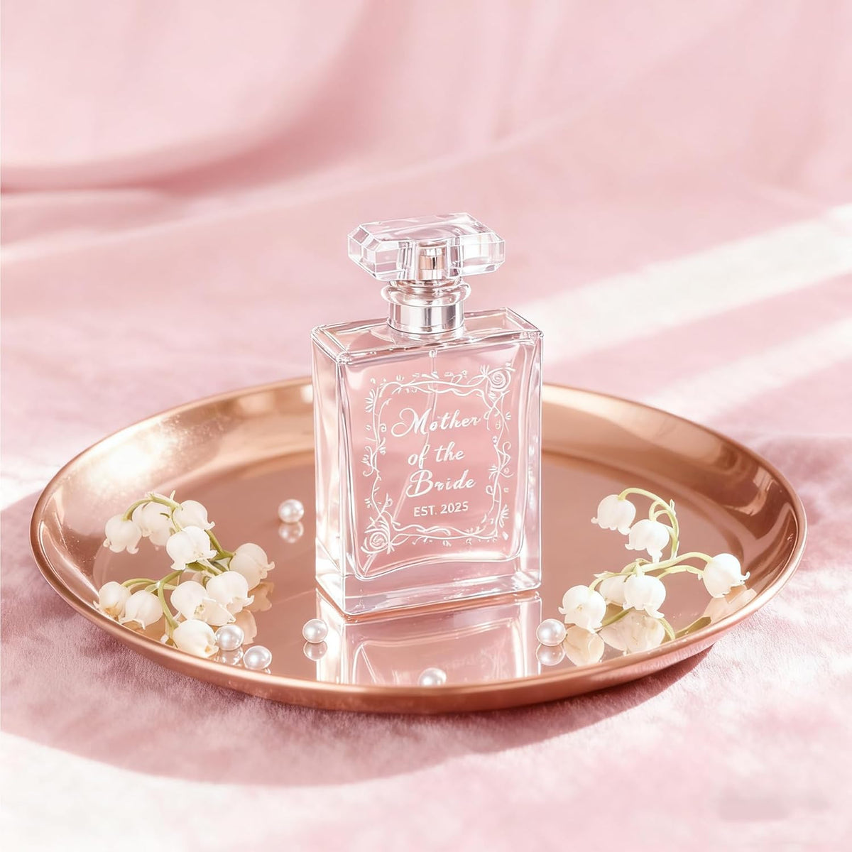 Personalized Engraving Floral Border Glass Perfume Bottle with Name, Customized Refillable Perfume Bottles for Bride Mother Women, Mini Portable Gifts for Wedding Travel Party Birthday Couples Easter
