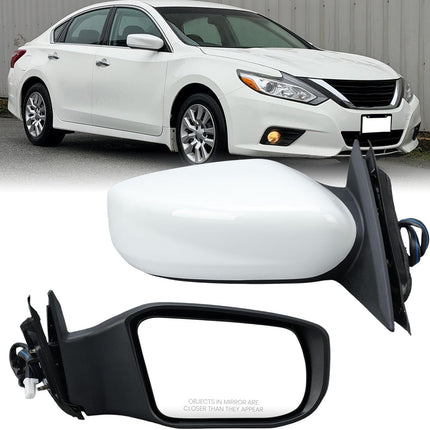 Right Passenger White Side Mirror Compatible with Nissan Altima 2013-2018 Sedan Power Glass/Non-Folding/Non-Heated Door Mirrors Outside Rear View Mirror Replace# 963013TH0A