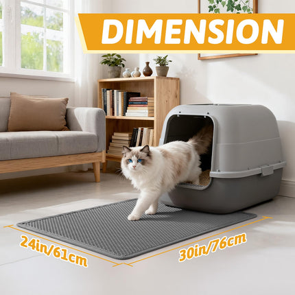 Litter Box Mat, Double-Layer Urineproof Design, 30" x 24" Gray