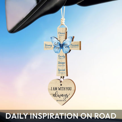 Cross for Car Mirror Hanging, Rear View Mirror Accessories - Scan Phone for Daily Bible Verse, Christian Car Accessories Charm, Jesus, Easter, Religious, Christian Gifts for Men, Women