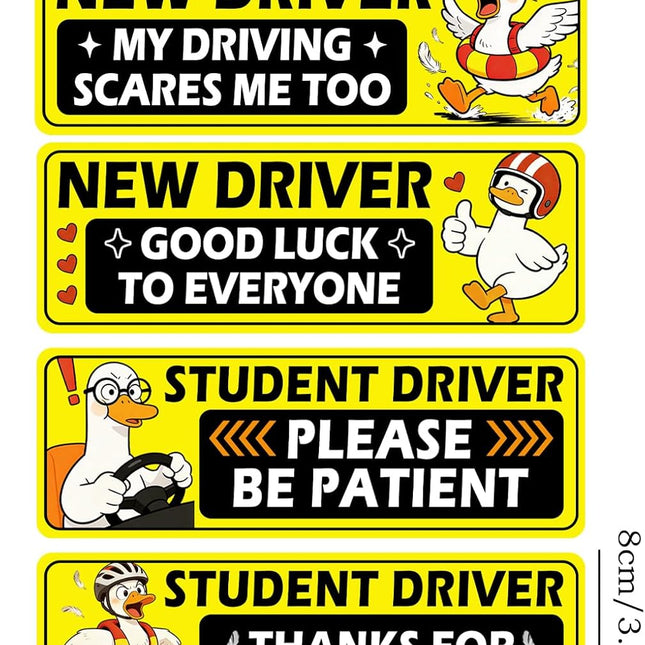 4-Piece Student Driver Yellow Goose Car Magnet Set
