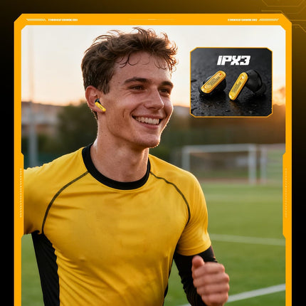 Transformers Official Bumblebee Wireless Gaming Earbuds, Bluetooth 6.0 Headphones, Open Mech Case with LED Lights, 24H Battery, IPX3 Waterproof, in-Ear Headphones for iPhone Android - Yellow