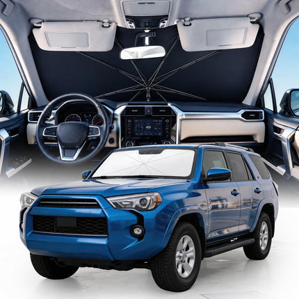 2026 Upgrade Windshield Sun Shade Umbrella, Double Thickened Ice Crystal Coating Sun & Heat Protection, Keep Vehicle Cool & Protect Interior, Zero Light Leakage Medium 57" L x 31" W