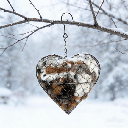 Handmade Alpaca Fiber Bird Nesting Heart, Birds Nests Material Holder, Winter Tree Shelter for Wild Bird, Hummingbird Houses Nest Boxes Gifts for Outside Garden Art Birdhouse, Birds Lovers