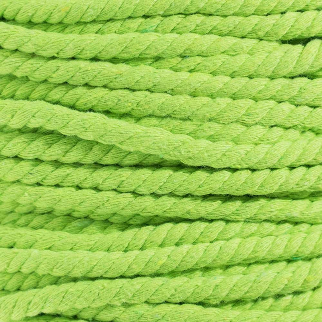 Super Soft 3 Strand Twisted Cotton Rope (Lime Green, 1/4 Inch x 10 Feet)