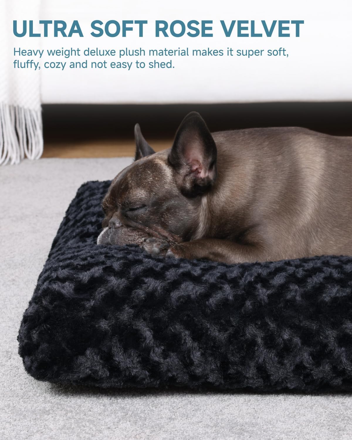 Washable Dog Bed Anti-Slip Dog Crate Beds Deluxe Plush Kennel Pad Comfy Pet Sleeping Mat for Small Dogs - photo 2