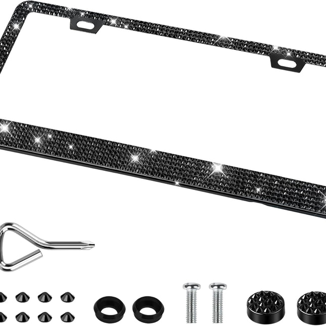 Bling License Plate Frames for Women, Sparkly Rhinestone Diamond