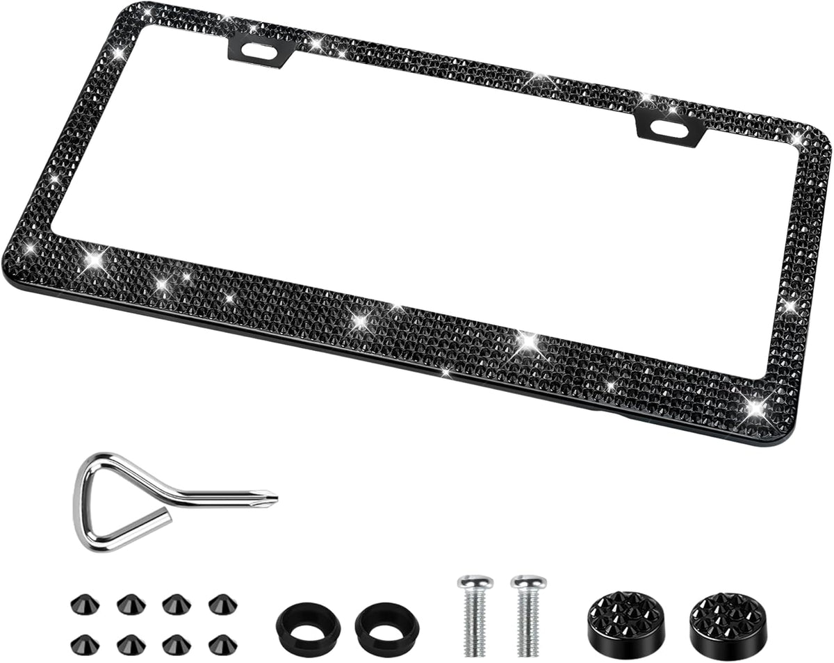 Bling License Plate Frames for Women, Sparkly Rhinestone Diamond