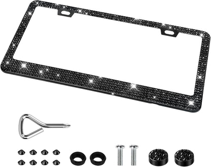 Bling License Plate Frames for Women, Sparkly Rhinestone Diamond