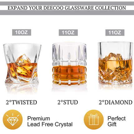 Premium 10, 11 OZ Scotch Glasses - Old Fashioned Whiskey Glasses/Style Glassware for Bourbon/Rum/Bar Tumbler Set of 6