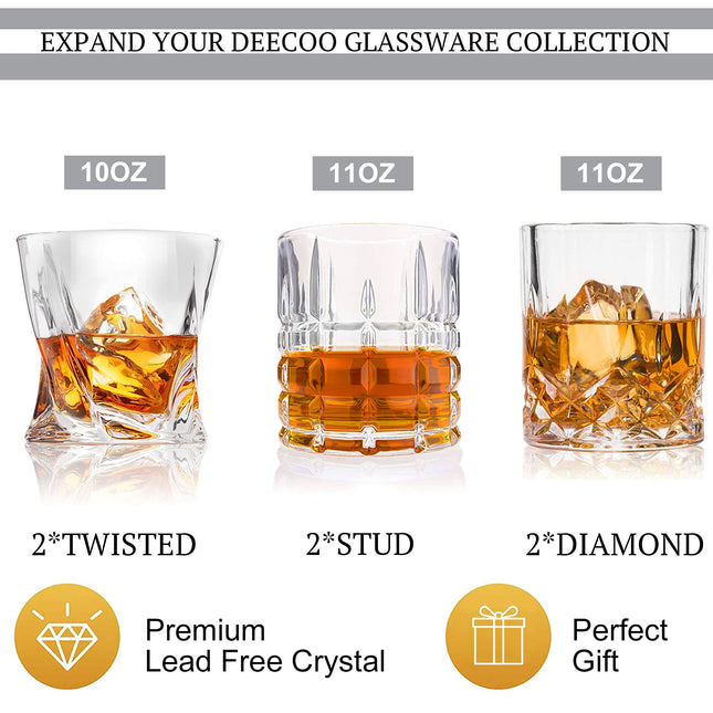 Premium 10, 11 OZ Scotch Glasses - Old Fashioned Whiskey Glasses/Style Glassware for Bourbon/Rum/Bar Tumbler Set of 6
