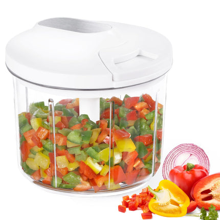 Manual Food Processor Large Vegetable Chopper, 1000ML Pull String Chopper Garlic Mincer Onion Cutter for Veggies,Salad,Fruits, Nuts, BPA Free, Black
