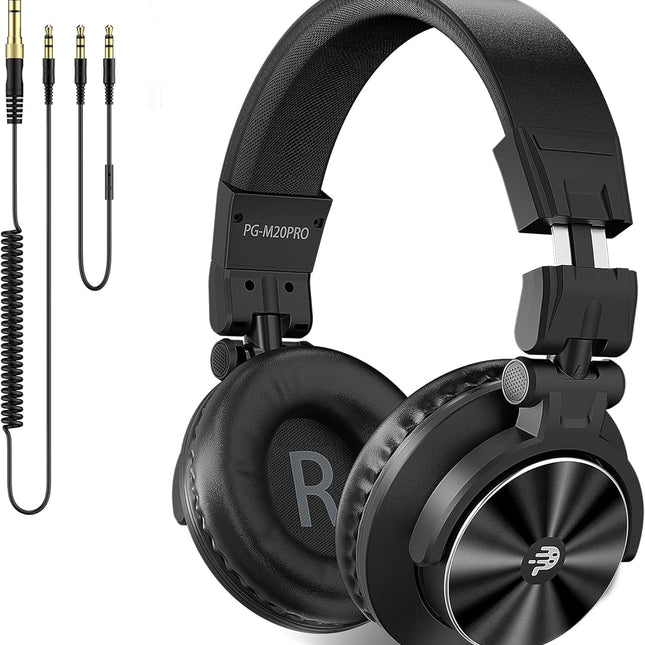 Over Ear Headphones Wired: Studio Monitor Headphones - Professional 40kHz Hi-Res DJ Stereo Headphones - 1/4 to 3.5mm Audio Jack for Recording/Mixing/Podcast/Guitar/Piano