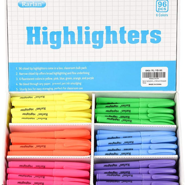 Highlighters, Chisel Tip, Assorted Fluorescent