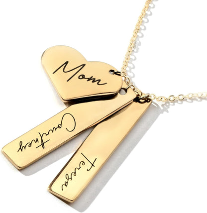 Custom Name Bar Necklace with Heart Charm