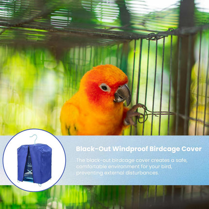 Bird Cage Cover for Night, Bird Cage Cover Shield, Black-Out Birdcage Cover, Good Night Windproof Light-Proof Cage Accessories for Parakeets Lovebirds Parrot (Only Covers, Blue)