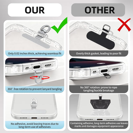 360° Rotating Stainless Steel Phone Tether Tab (3-Pack) - Universal for iPhone & Other Phones (Fits Wristbands/Necklaces/Crossbody Straps)