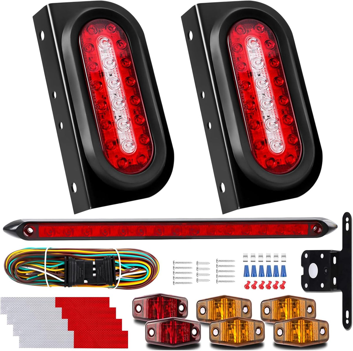 LED Trailer Lights Kit with 6 Inch Oval Tail Lights