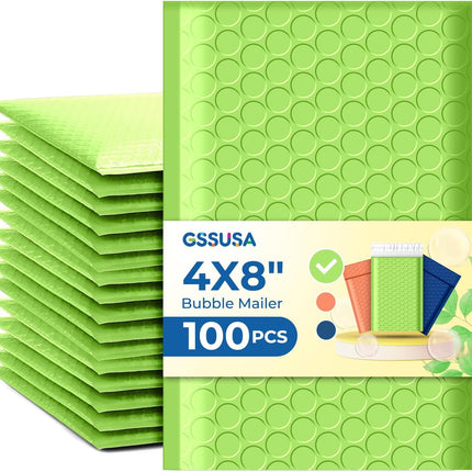 GSSUSA Bubble Mailers 4x8 800 Pack,Green Padded Envelopes Selfseal,Usable Size 4x7 Small Bubble Envelopes Shipping Bags for Shipping Supplies,Card,Bulk Pack,Small Business Packaging Supplies