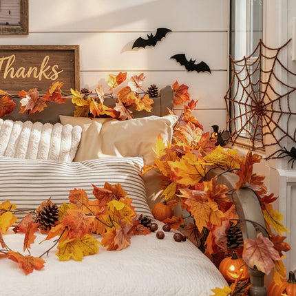 6 Pack Fall Leaf Garland, Total 35Ft Artificial Maple Leaf Autumn Garland Fall Leaves Hanging Vines Fall Maple Leaves Thanksgiving Decor for Home Wedding Fireplace Party