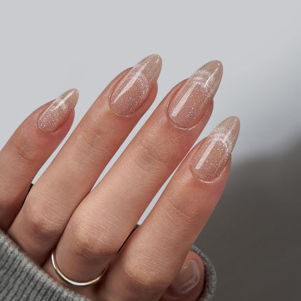 Uñas postizas, uñas falsas cortas almendradas rosas, 32Pcs kit completo