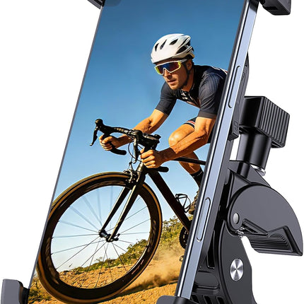 Bike Phone Holder Mount, Motorcycle Phone Mount, 360° Adjustable Phone Holde Mount for Bike and Motorcycle, Shockproof & Anti-Shake Design, Fits 4.7–7” Smartphones (Black)