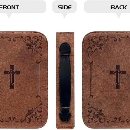 Talayituse Bible Cover for Women and Men - PU Leather Case, Bag, Tote, Book Carrying Case - Christian Accessories