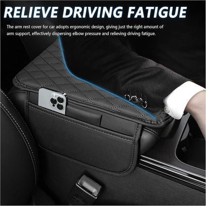 Universal Black Microfiber Leather Car Center Console Cover with 2 Storage Bags - photo 4