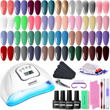 Gel Nail Polish Kit with U V Light 32 Colors Gel Polish Nail + 4 Functional Adhesive Bottles Kit Soak - photo 16