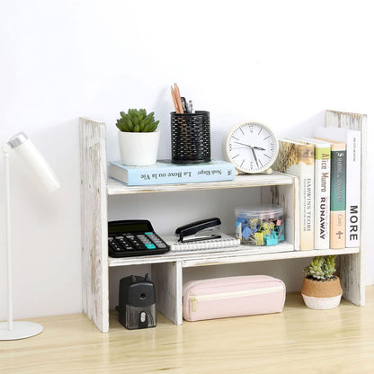 Adjustable Dark Brown Solid Wood Desktop Storage Organizer Display Shelf Book Rack - photo 4