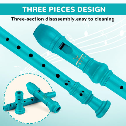 Soprano Recorder 8-Hole Instrument for Kids Beginners, Baroque Style C Key Kids Flute with Cleaning Rod & Case Bag for School Education Home Entertainment - Deep Green